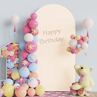 Fomcet 6.6FT Wedding Arch Cover Beige 2-Sided Spandex Fitted Fabric Arch Backdrop Cover Round Top Arch Cover Fabric for Birthday Party Baby Shower Wedding Arch Stand Decoration