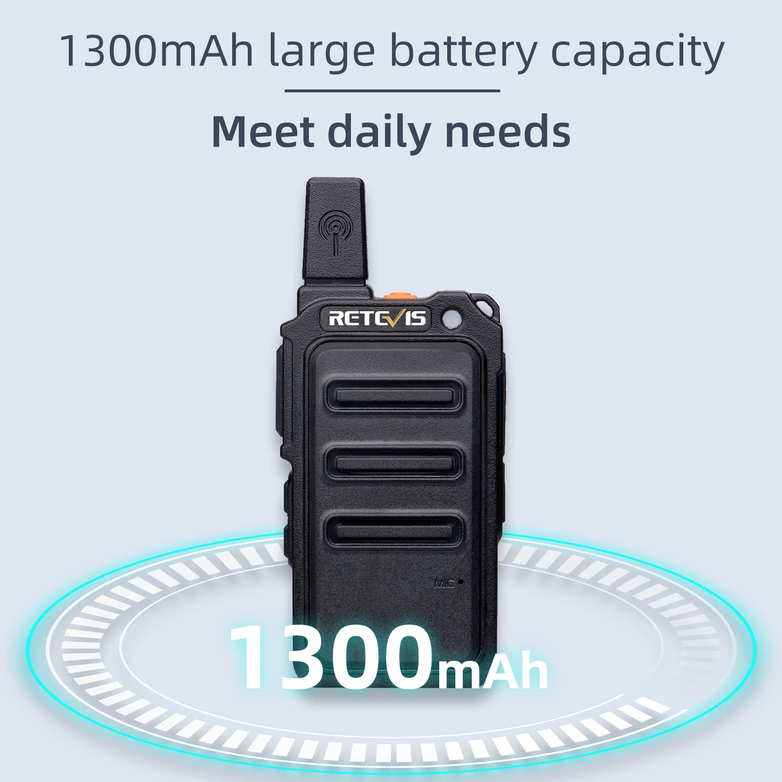 Retevis RT619 Walkie Talkie z Zestawem Słuchawkowym Zestaw Radiowy Pmr Daleki Zasięg 1300 mAh Bez Licencji 16 Kanałów VOXWalkie Talkie Akumulator Dla Sił Bezpieczeństwa, Szkoła (10 Sztuk, Czarny)