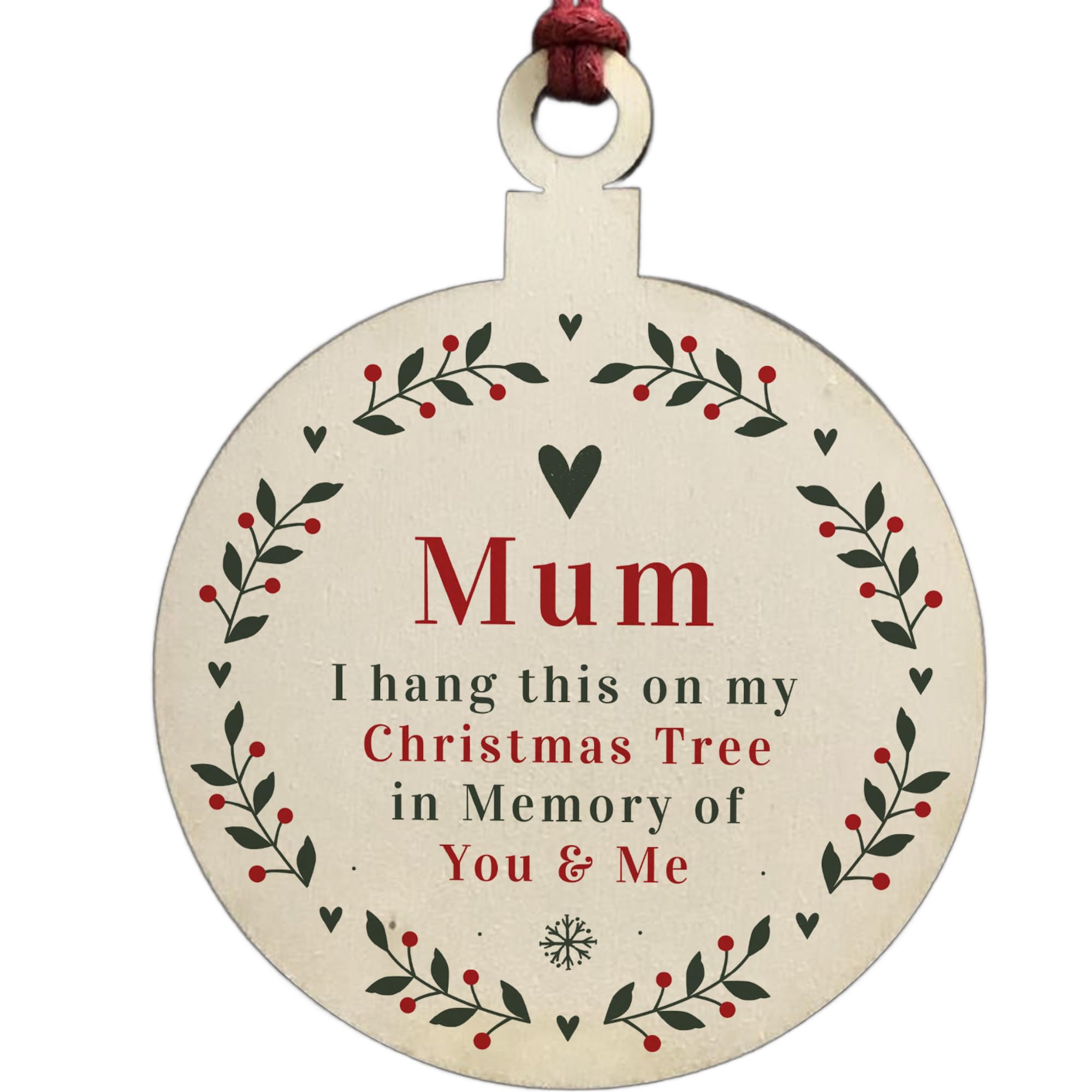 Rememberance Christmas Tree Bauble For Mum Wood Ornament Bauble