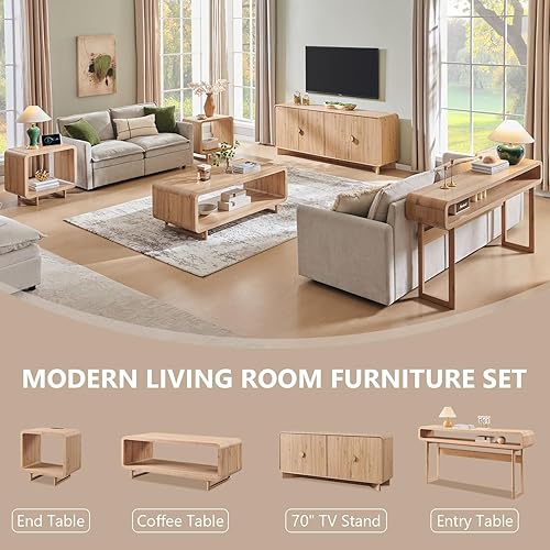 Miniatura 6 de Mesa consola de 63 pulgadas de largo, mesa de entrada moderna de 31.5 pulgadas de alto con estante de almacenamiento abierto, diseño de perfil