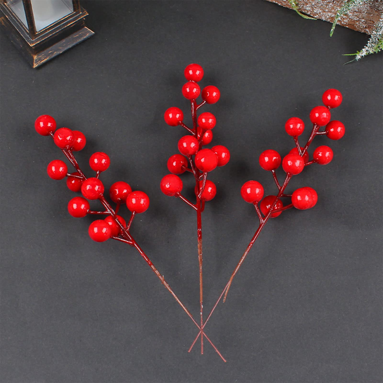 MHADBKH 10Pcs Artificial Stems 7.8 Inch Christmas Artificial Fruits Home Wedding Christmas Tree Decors