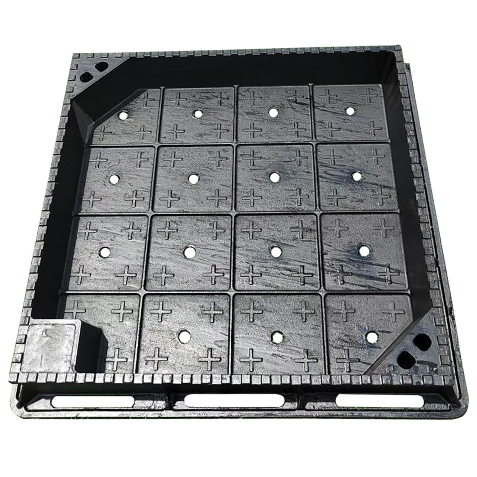 Chiusino Pozzetto Quadrata con Base, Coperchio per Pozzo Incassati, Materiale in Ghisa Duttile, per Vialetto, Cemento, Cortile
