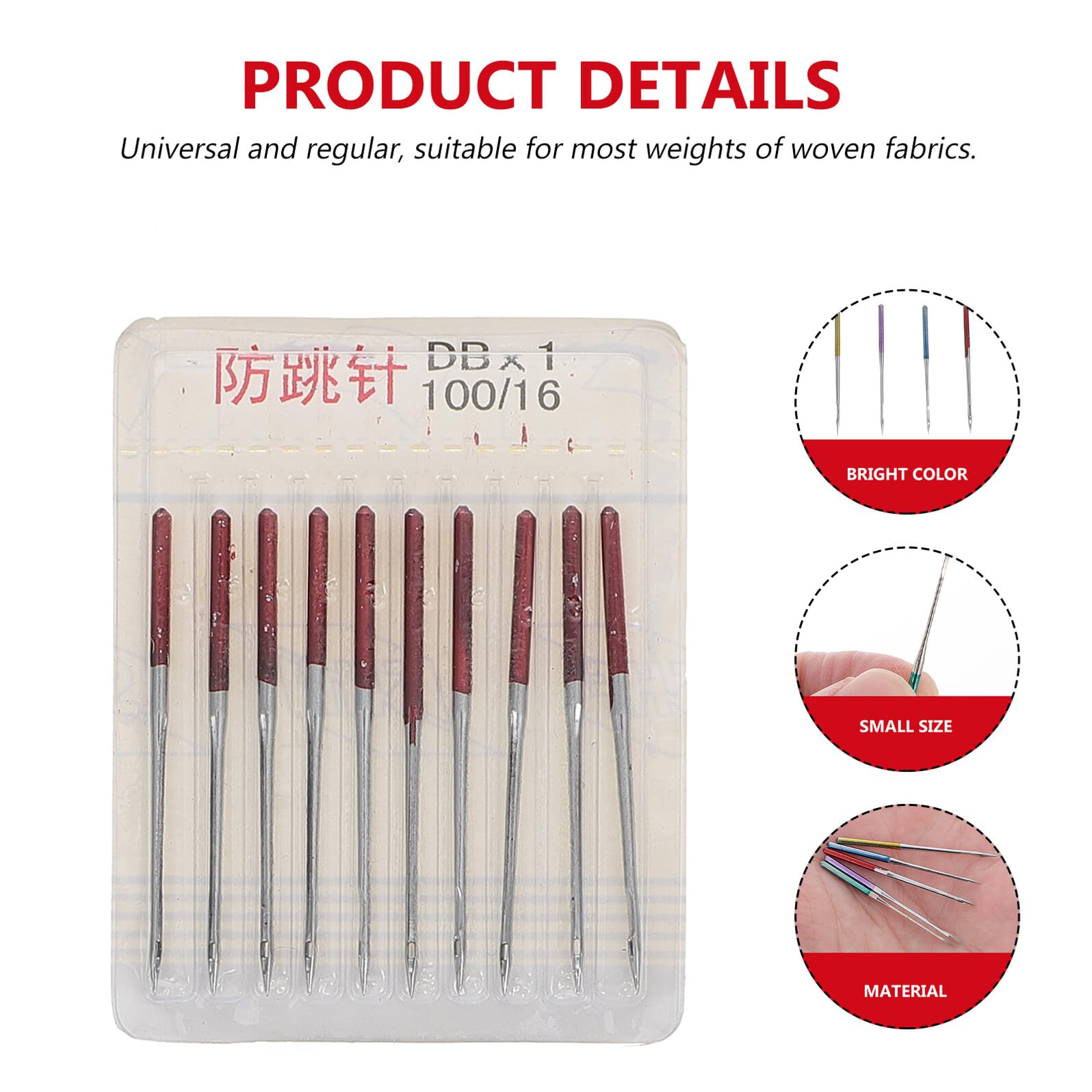 NOLITOY 50 Agujas Metálicas para Máquinas de Coser Domésticas Accesorios de Costura Resistentes y Compatibles Paquete para Uso Telas Elásticas y Proyectos de Costura
