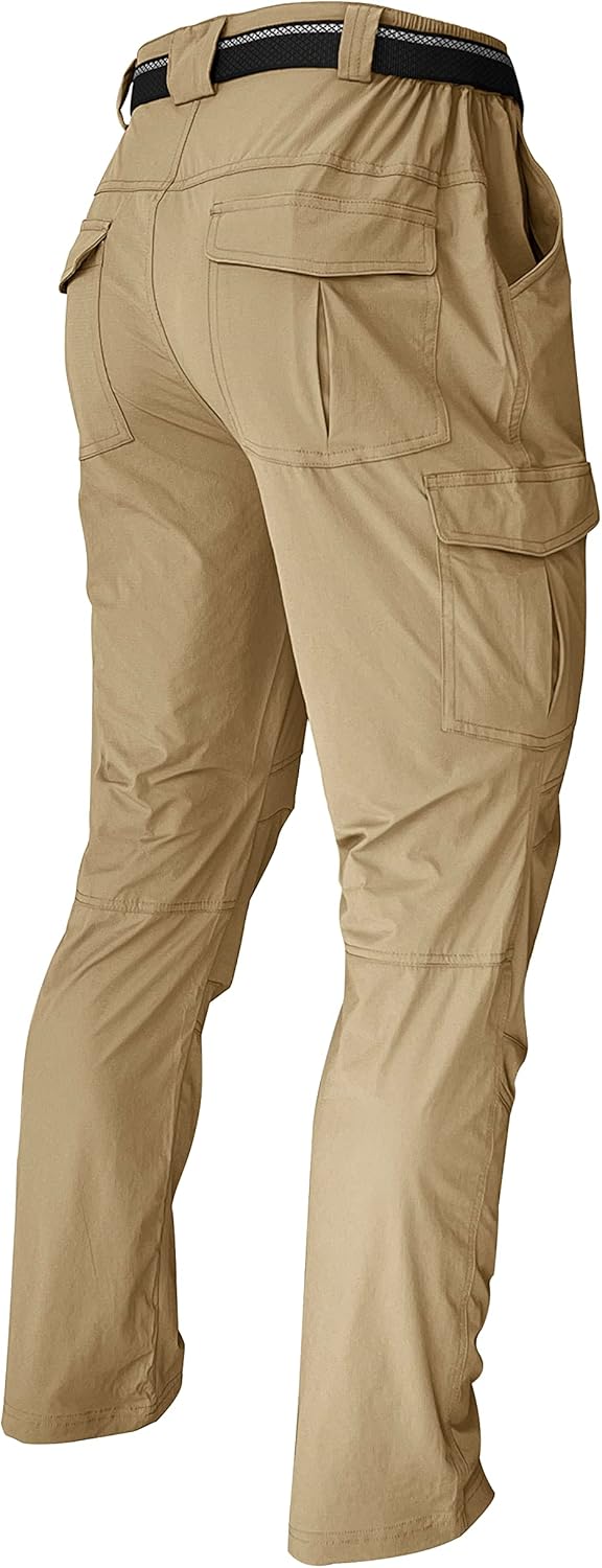 WENRONSTA Men’s Quick-Dry Cargo Pants: Lightweight, Waterproof, 6 Pockets for Hiking & Camping
