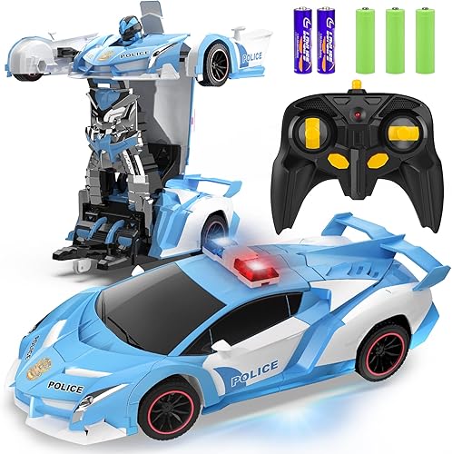 Miniatura 33 de FDJ Auto a control remoto – Transformar juguetes robot de coche, un botón de deformación a robot con luz intermitente, 2.4Ghz escala 1:18 Blanco