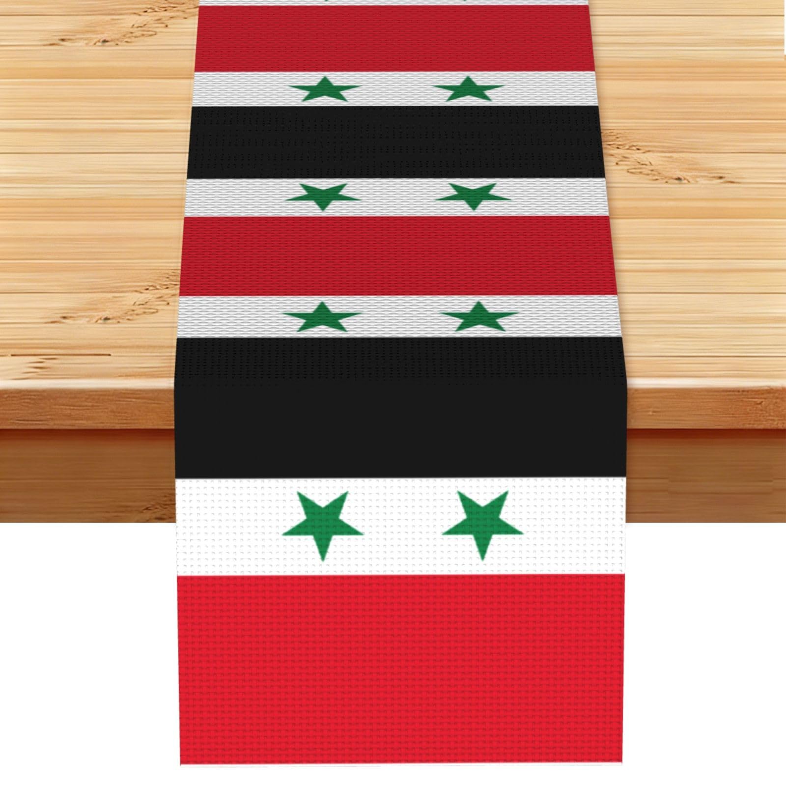 Flag of the Syrian Arab Republic Linen Feel Table Runner Wedding Party Home Decoration