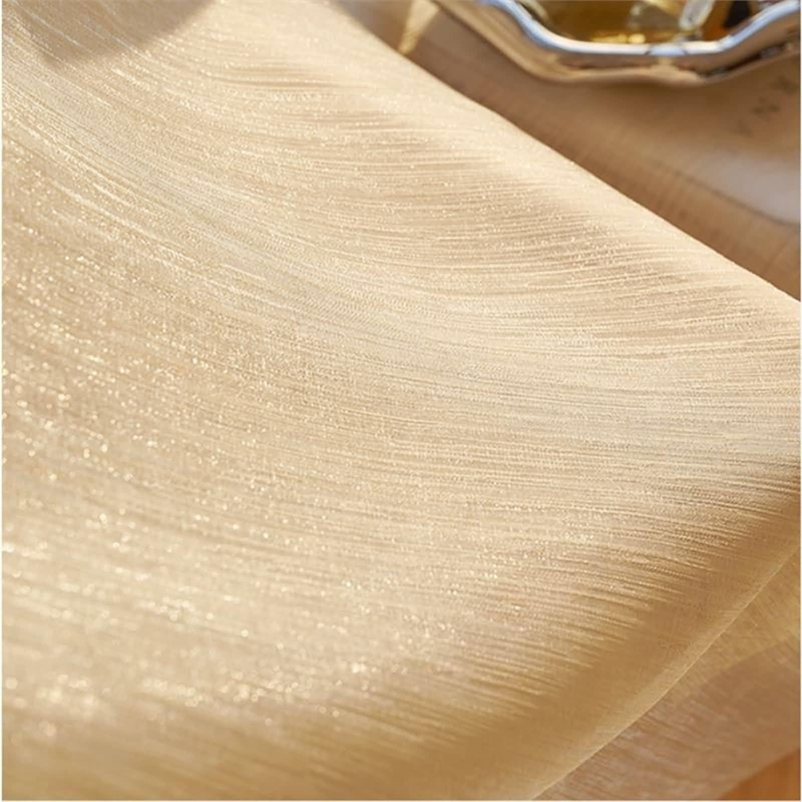 Beydodo Rideau Salon Transparent, Rideaux Voilage Interieur 86 x 138 avec Crochet, Fil Champagne Texturé Brillant Lot de 2, Polyester