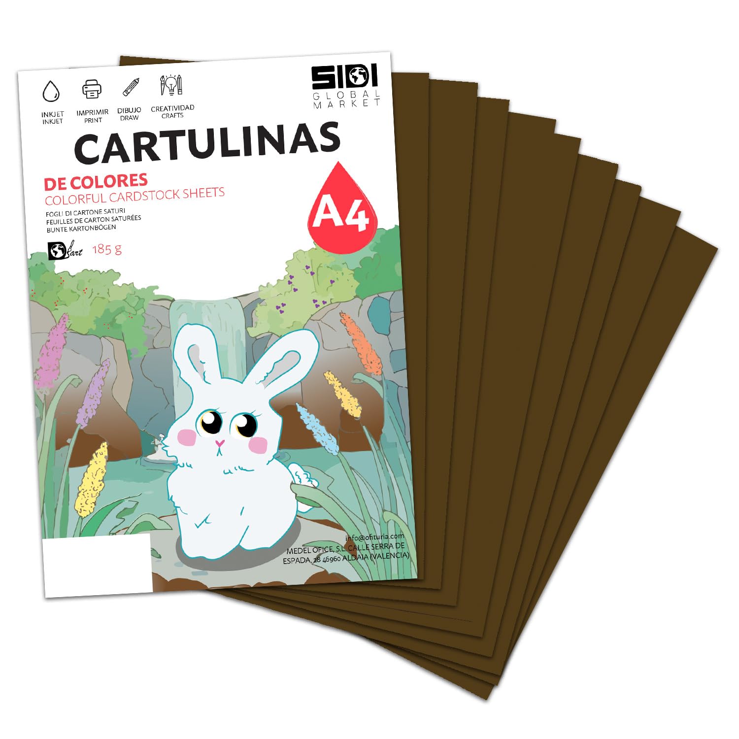 Cartulina A3 Fluor 185 g Cartulina Fluorescente de Colores Neon para Manualidades, Scrapbooking, Impresora Inkjet y Láser, Pack Variado Alta Visibilidad – SIDI (fluor, 25h) — view 35
