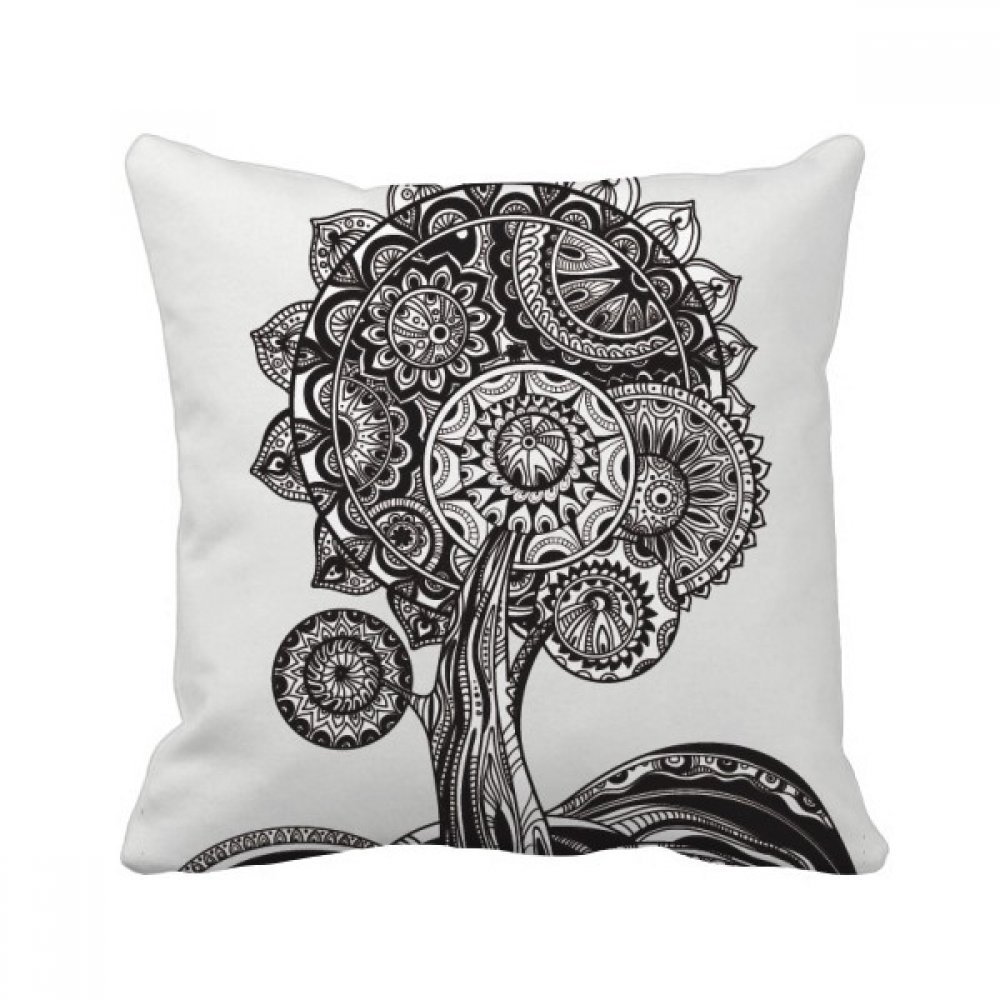 Oreiller tournesol blanc et noir 40x40cm idéal pour canapé moderne