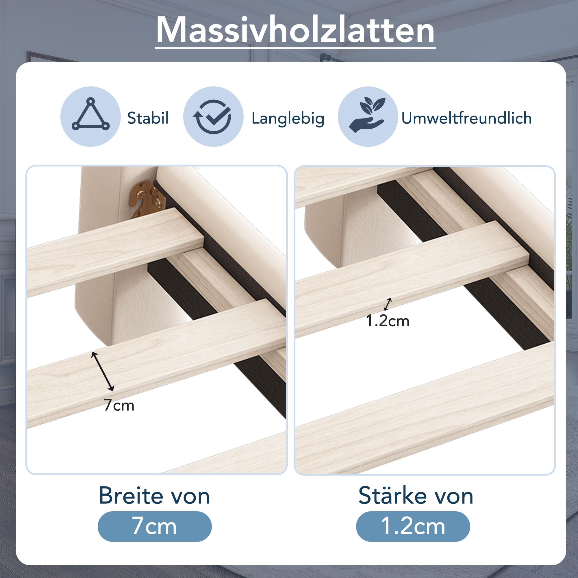Letto imbottito 180 x 200 cm, con rete a doghe e testiera, elegante testiera a ventaglio, gambe di supporto cilindrice, velluto, beige