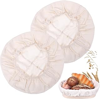 Giantree 2Pcs Round Bread Proofing Basket Cloth, Sourdough Banneton Basket Liner, Bowl Covers for Bread Proofing Baking Dough Basket Cover, Natural Rattan Banneton Bread Baking Supplies