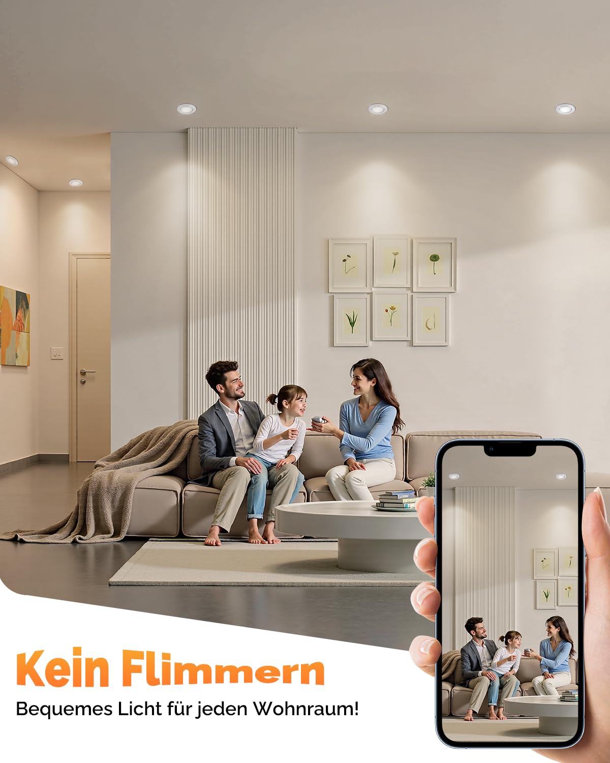 wowatt 6er LED Einbaustrahler 3 Stufen Dimmbar, 6W LED Spots 230V Schwenkbar 3000K Warmweiß 4000K Neutralweiß 6000K Kaltweiß, Deckenspots Weiß 68mm Lochmaß, IP44 Einbauleuchten Flach für Badezimmer