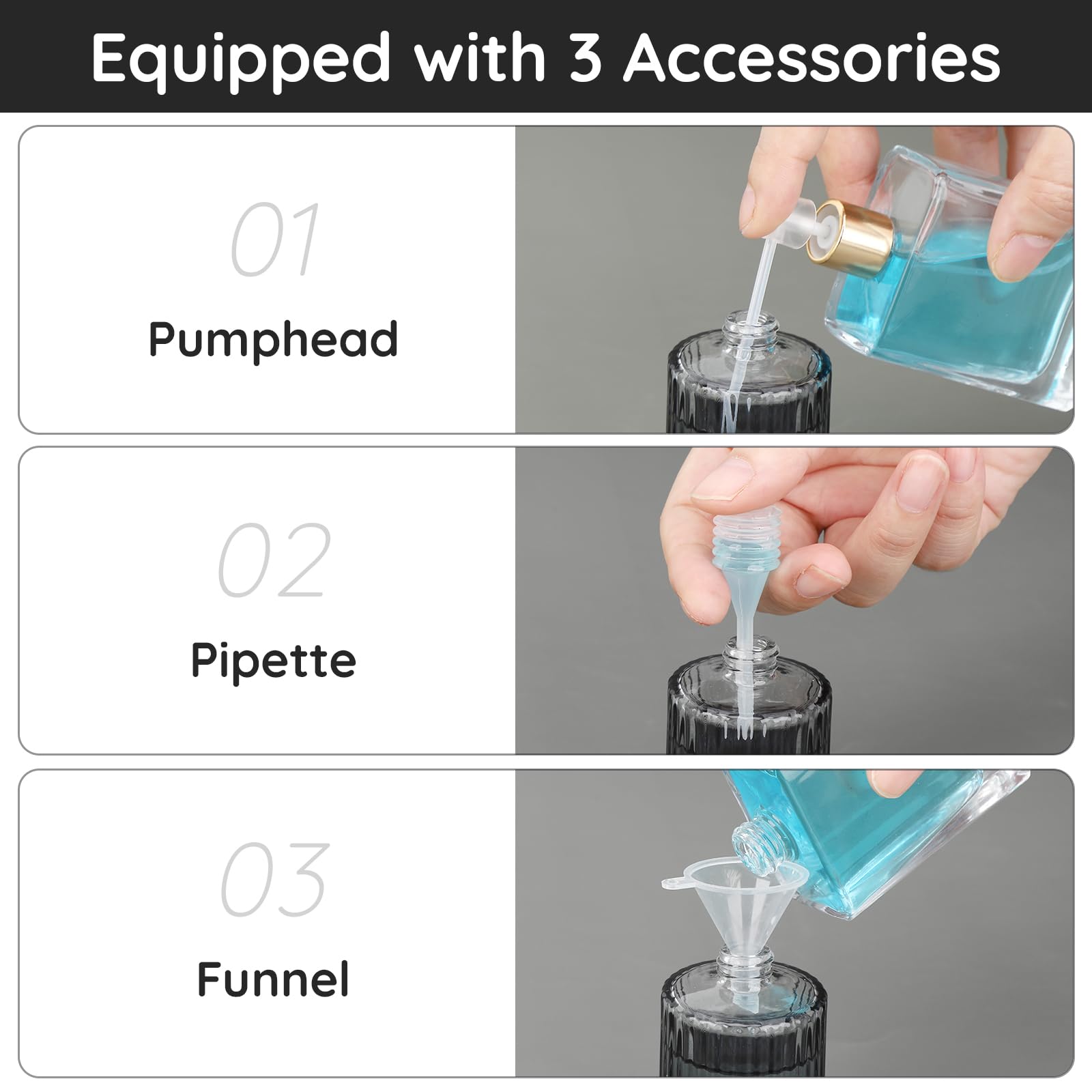 Segbeauty Boccette Profumi Vuoti, 4 Pezzi 30ml Porta Profumo da Borsetta, Vaporizzatore Vetro Ricaricabile, per Data Festa, Viaggi (Gradiente Nero)