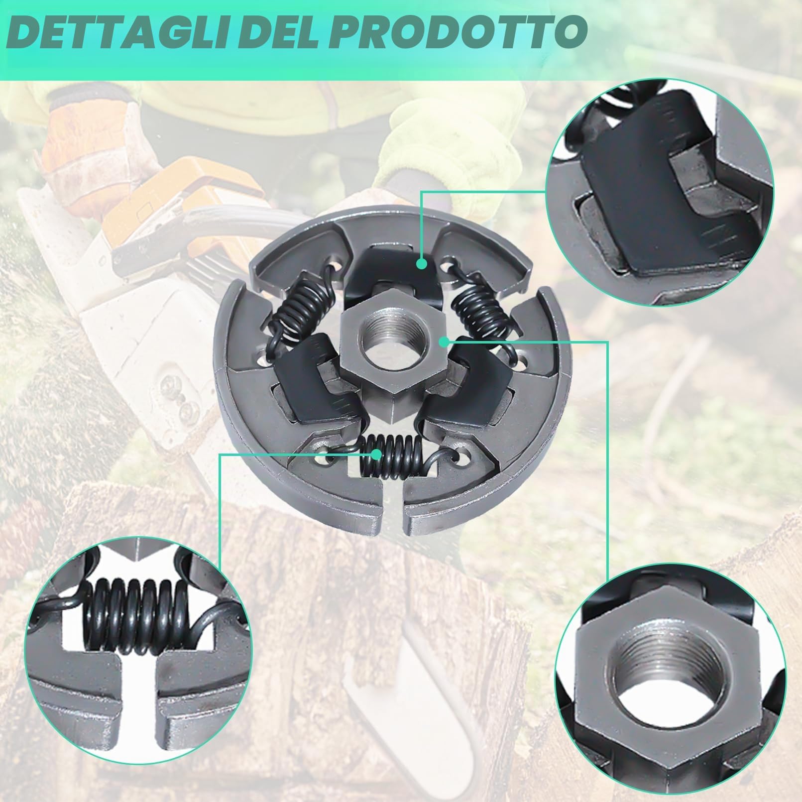 Kit 3/8" Ruota Dentata Frizione per Stihl 017 018 MS170 MS180 021 023 025 MS210 MS230 MS250, ADEFOL Pignone + Tamburo Frizione + Cuscinetto + Vite Senza Fine + Rondella + E-Clip + Candela