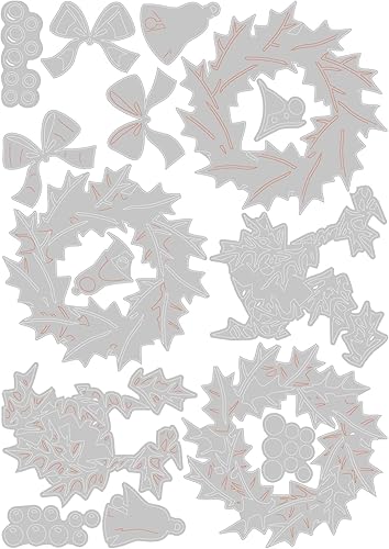 Miniatura 2 de Sizzix Thinlits Juego de troqueles de 15 piezas Yuletide Colorize de Tim Holtz  666073  Capítulo 4 2022 Oblea, Gris