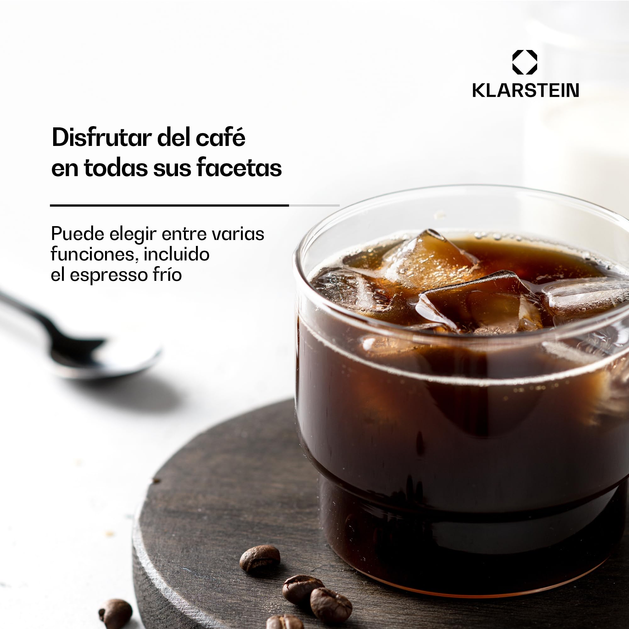 KLARSTEIN SteelPresso Touch Cafetera Espresso – 20 Bares, 1350W, Pantalla Táctil, Espumador de Leche, Depósito 1.5L, Acero Inoxidable, Máquina Café, Diseño Compacto