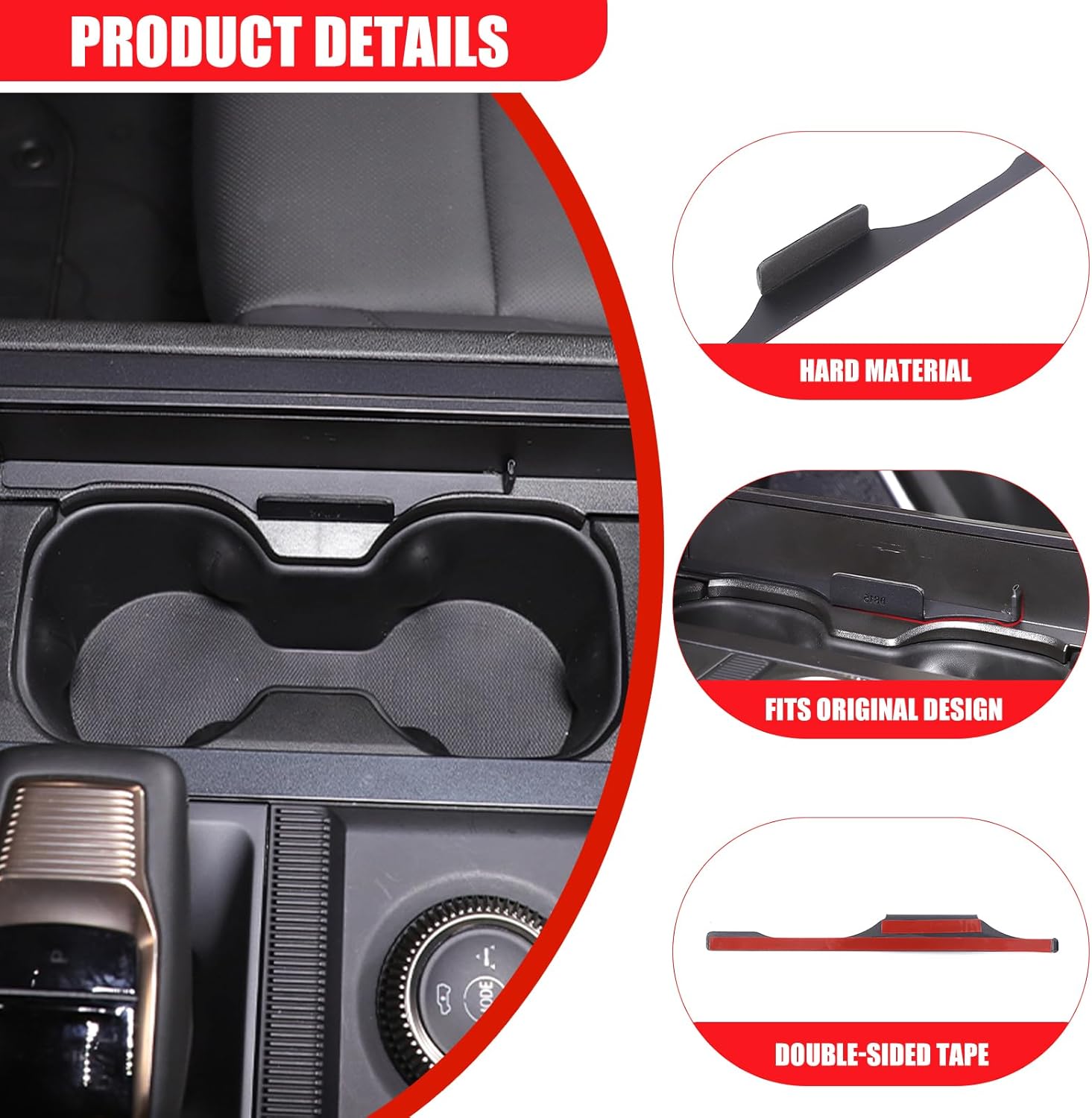 Yinanlutos Cup Holder Insert Organizer Tray Compatible with Hummer EV Pickup SUV 2024 2025 2026 Accessories Center Console Cup Holder Expand for Phone and Glasses 1PCS