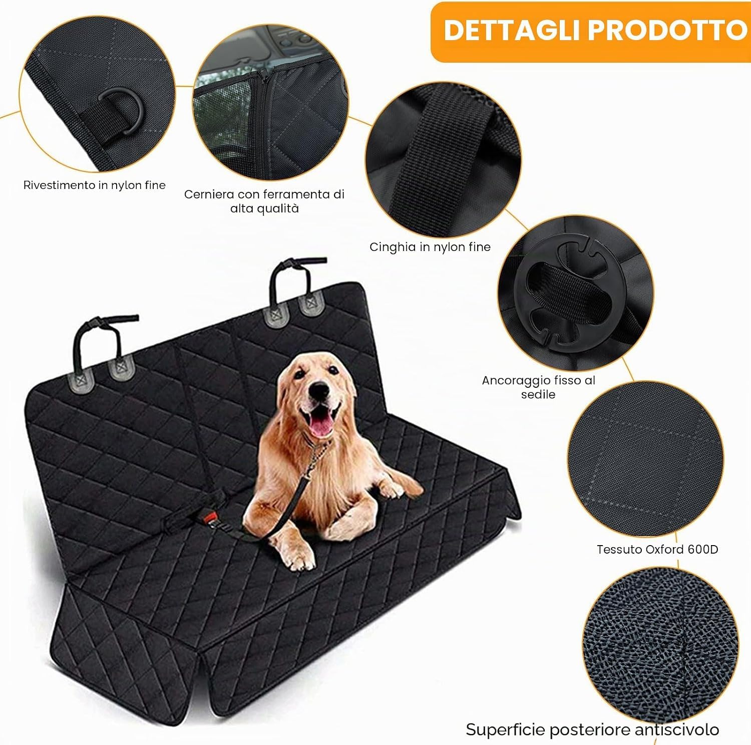 Housse de Siège Chien pour Toyota C-HR 2016-2023 | Tissu Oxford 600D imperméable 4 couches Dos antidérapant Résistant aux rayures Facile à nettoyer