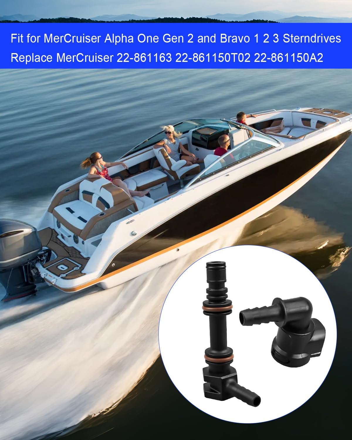 861163 861150T02 Gear Lube Hose Connector Fitting Kit Fit for MerCruiser Alpha One Gen 2 and Bravo 1 2 3 Sterndrives, Replace 22-861150T02 22-861163