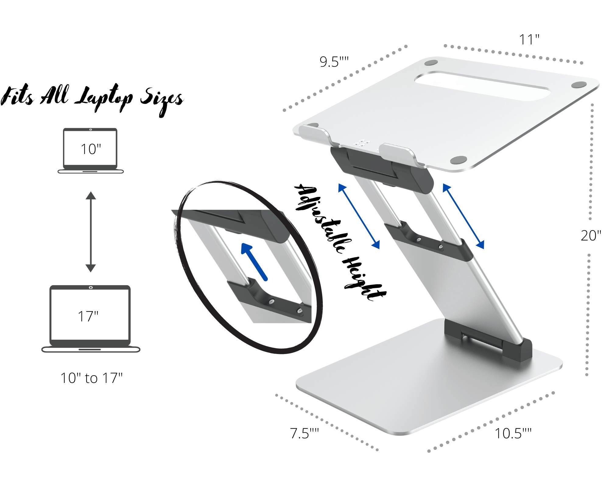 LyfeHero Adjustable Laptop Stand, Foldable, Portable, Supports MacBooks, Tablets and Laptops 10