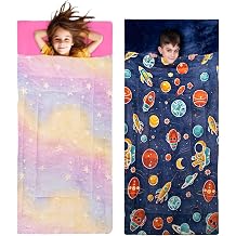 Glow-in-The-Dark Sleepover Bundle Rainbow & Space Sleeping Bags