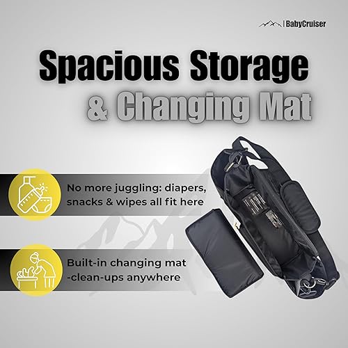 Miniatura 6 de Organizador doble para cochecito con soporte para tazas, bolsillo para teléfono, cambiador, correas montadas, 2 soportes para botellas de agua para