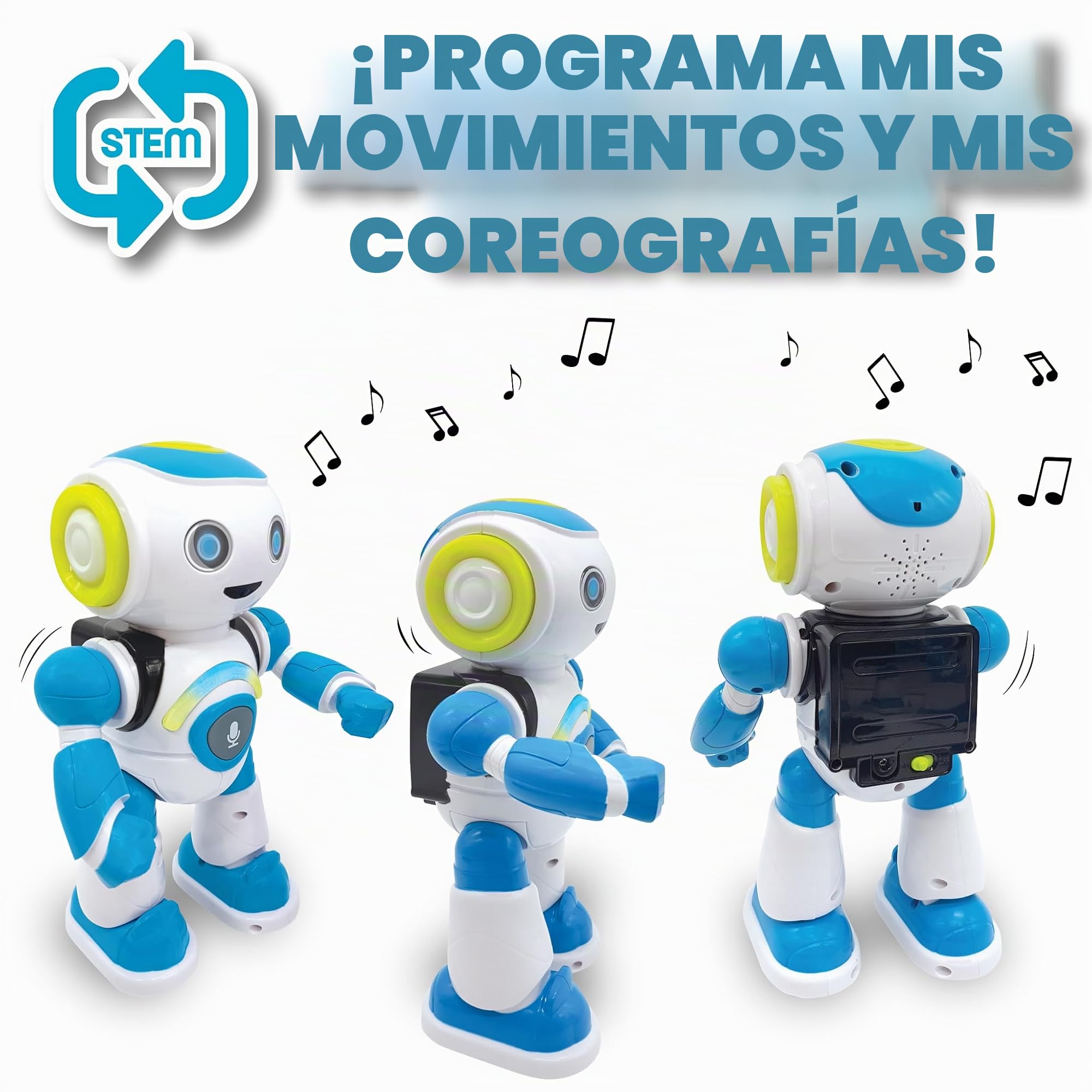 Lexibook Lexibook-ROB20IT Powerman Jr. Robot Inteligente Interactivo Que Lee en la Mente Juguete para Niños Bailando Música, Azul, Color