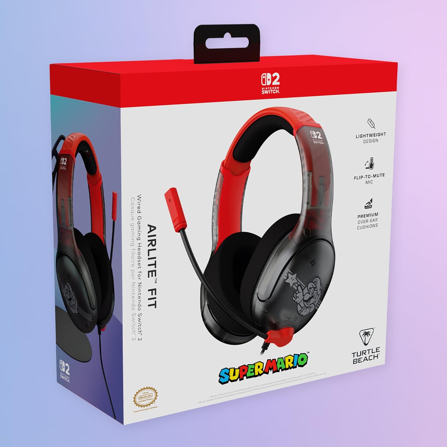 Turtle Beach Airlite Fit Wired Gaming Headset: Mario Star - Officially Licensed for Nintendo Switch 2, Nintendo Switch - Durable, Lightweight