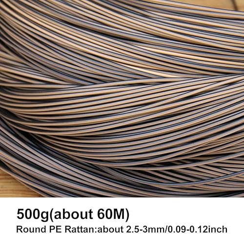 Miniatura 57 de Queenbox Tejido de ratán sintético redondo sólido de 17.64 oz (196.9 ft), material de reparación, ratán sintético de plástico para reparación