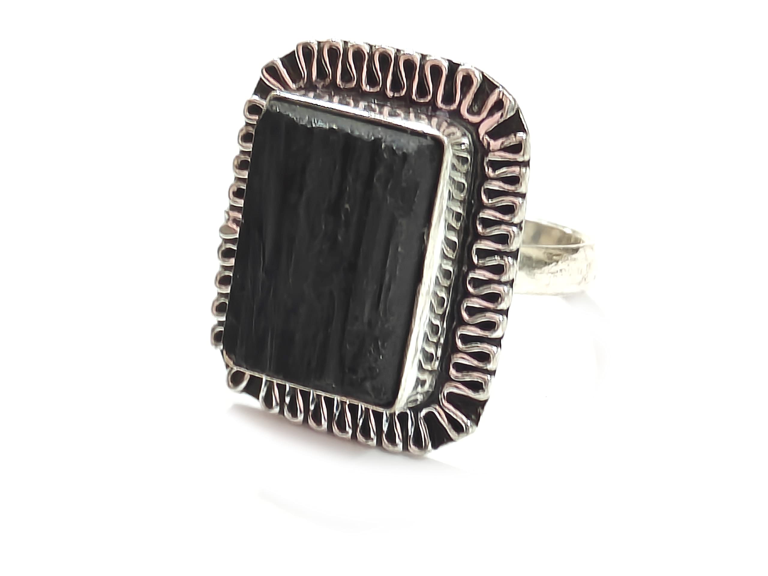 ASTROGHAR Natural Black Tourmaline Crystal Free Size Raw Rough Uneven cut Crystal Ring For Men And Women (B0C4TCL57G) Amazon Price History, Amazon Price Tracker