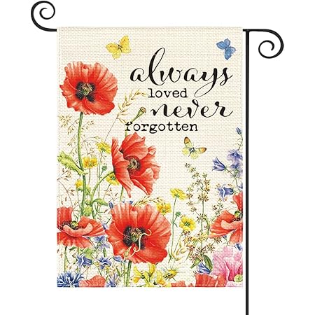Bandiera Doppia Faccia Trifoglio Bandiera Da Giardino Commemorativa 'Always Loved Never Forgotten' - Double Face 30x45 Cm, Con Trifoglio Facile Da Pulire