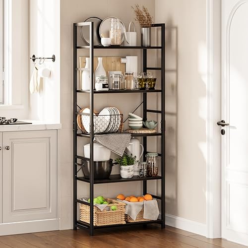 Miniatura 4 de OTK Estantería de 5 niveles, estantería alta, organizador de almacenamiento de estante de oficina, estante moderno para sala de estar, dormitorio y