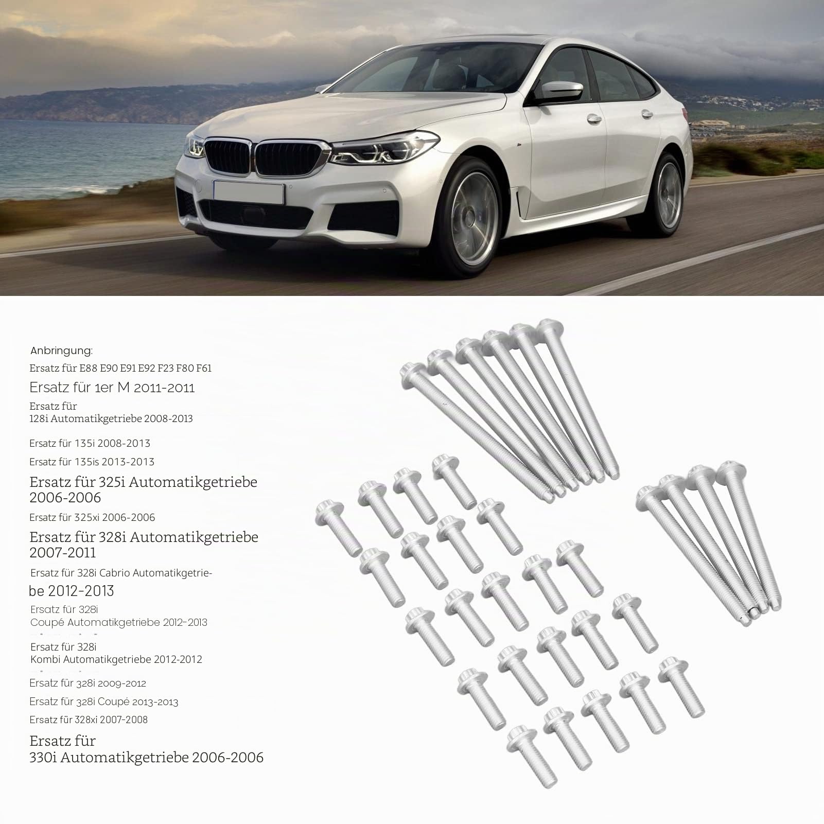 33-teiliger Ölwannen-Schraubensatz, Hoher Motorölwannen-Schraubensatz, Aluminium-Rostschutz-Ersatzteile für E88 E90 E91 E92 F23 F80 F61