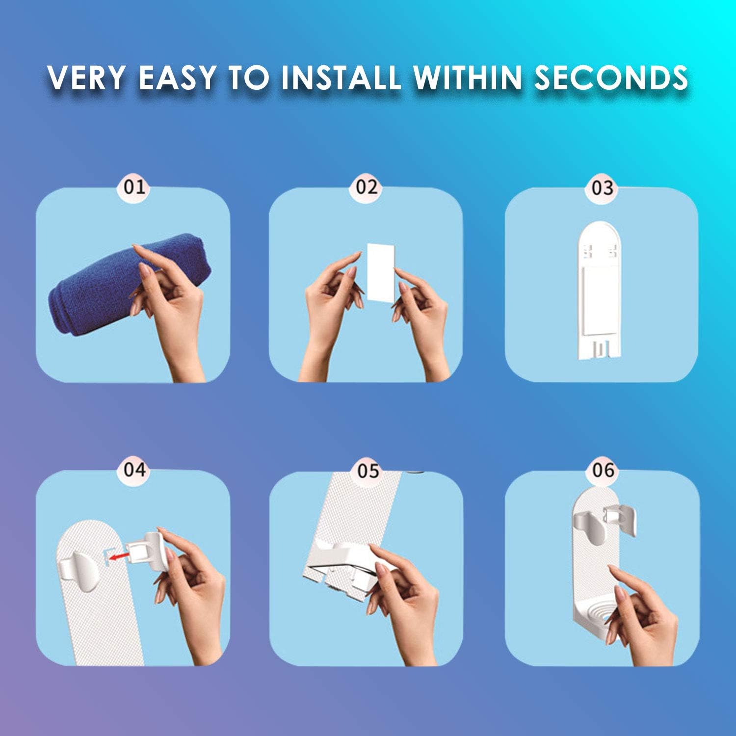 simpletome Adhesive Electric Toothbrush Holder Wall Mounted Adjustable Toothpaste Organizer 4 Pack (White)