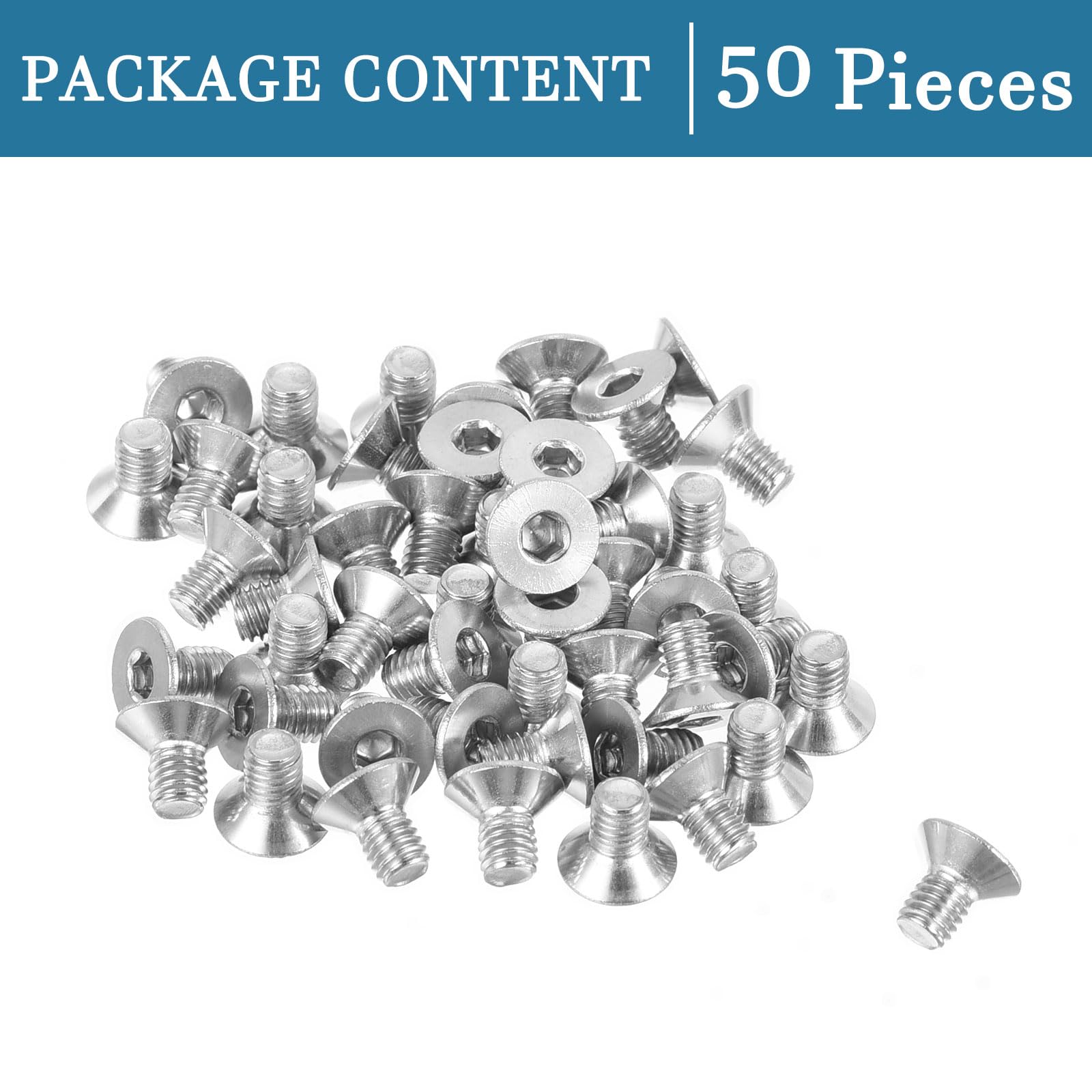 50 Viti M3x5mm A Testa Svasata - Bulloni Esagonali In Acciaio Inox Per Macchine E Mobili, Colore Argento - Foto 10