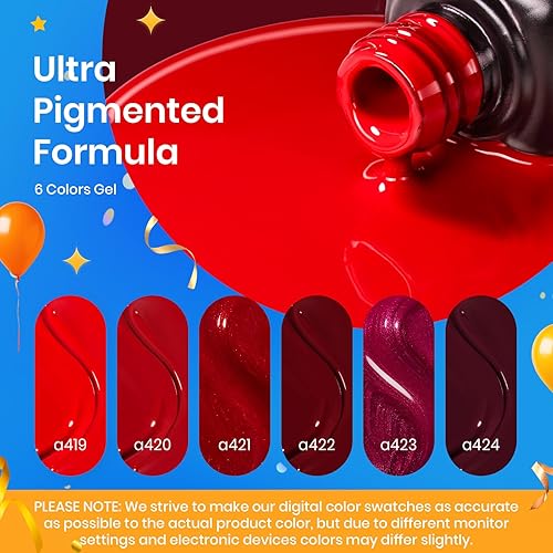 Miniatura 3 de Beetles - Juego de esmaltes de uñas de gel rojo  6 colores kit de esmalte de gel de secado LED