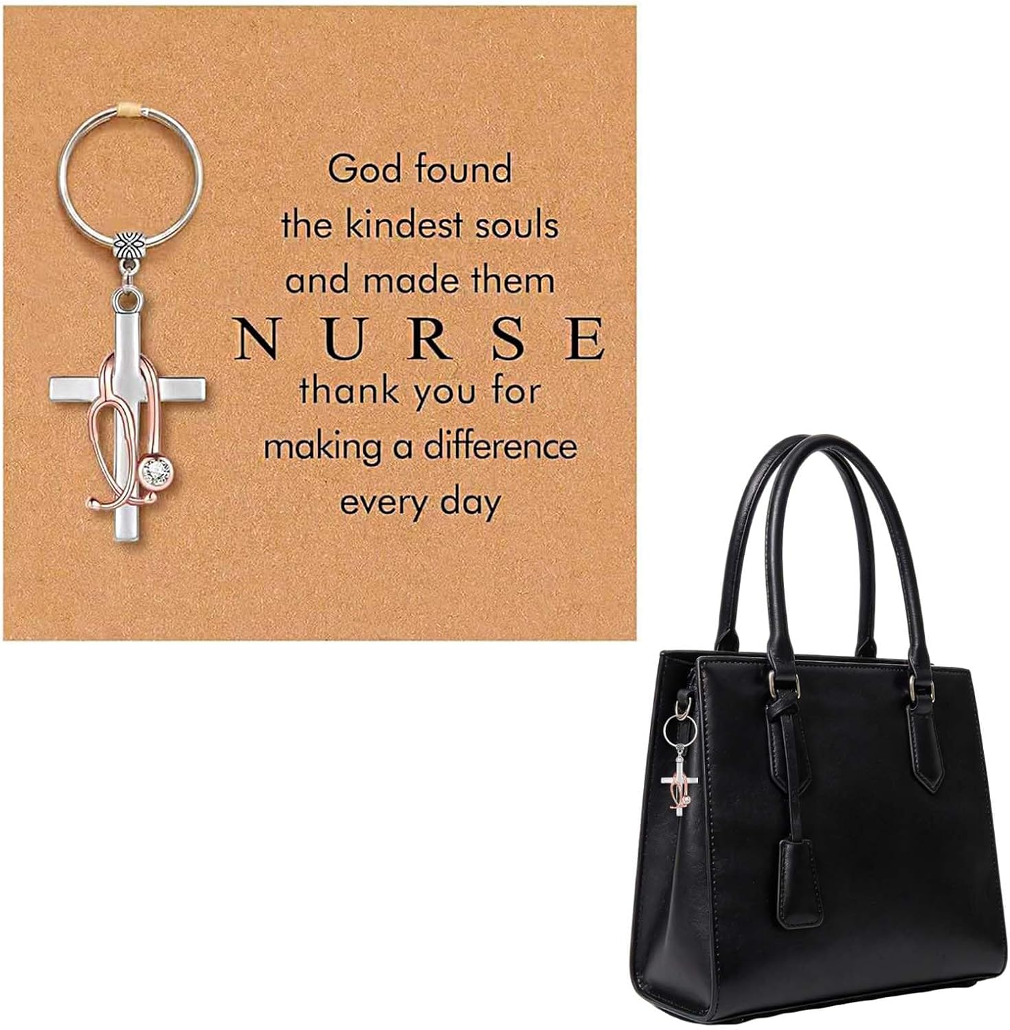 ASIJUNTYECHO Nursing Keychain, Nurse Bag Charms, Nurse Badge Accessories, Cross Stethoscope Charm Graduation Gift for Nurses image 3