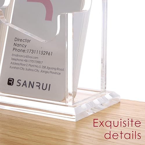 Miniatura 4 de SANRUI Soporte vertical para tarjetas de visita para escritorio, soporte de acrílico transparente para tarjetas de presentación, 2 ranuras de 1