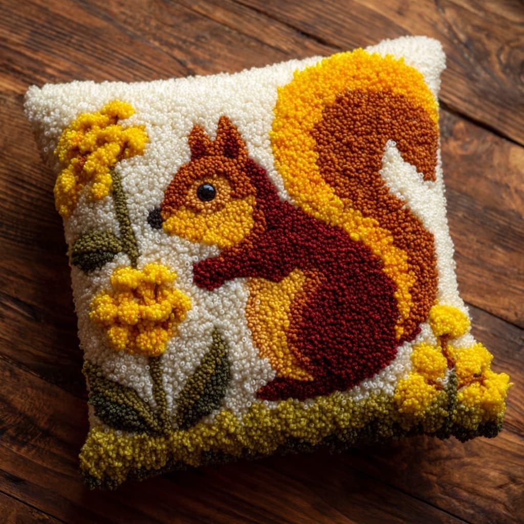 kitphoenix Latch Hook Kit Pillow Case Squirrel 43Cmx43Cm