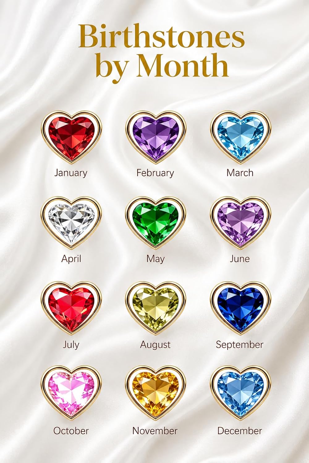 OCJ 925 Sterling Silver Birthstone Rings for Women – Adjustable Open Heart Ring with 12-Month Love Statement Promise Ring, Birthday Gift Jewelry for Her