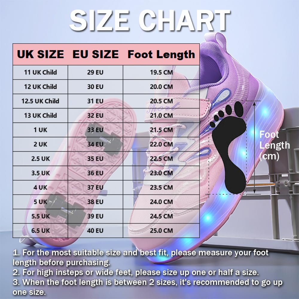 Hixingo Zapatillas con Ruedas Niña Niño, Zapatos con 4 Ruedas para Niñas con LED 2 en 1 Zapatillas Patines Zapatillas Ruedas Niño, Degradado de Color Calzado de Skateboarding Multifuncionales