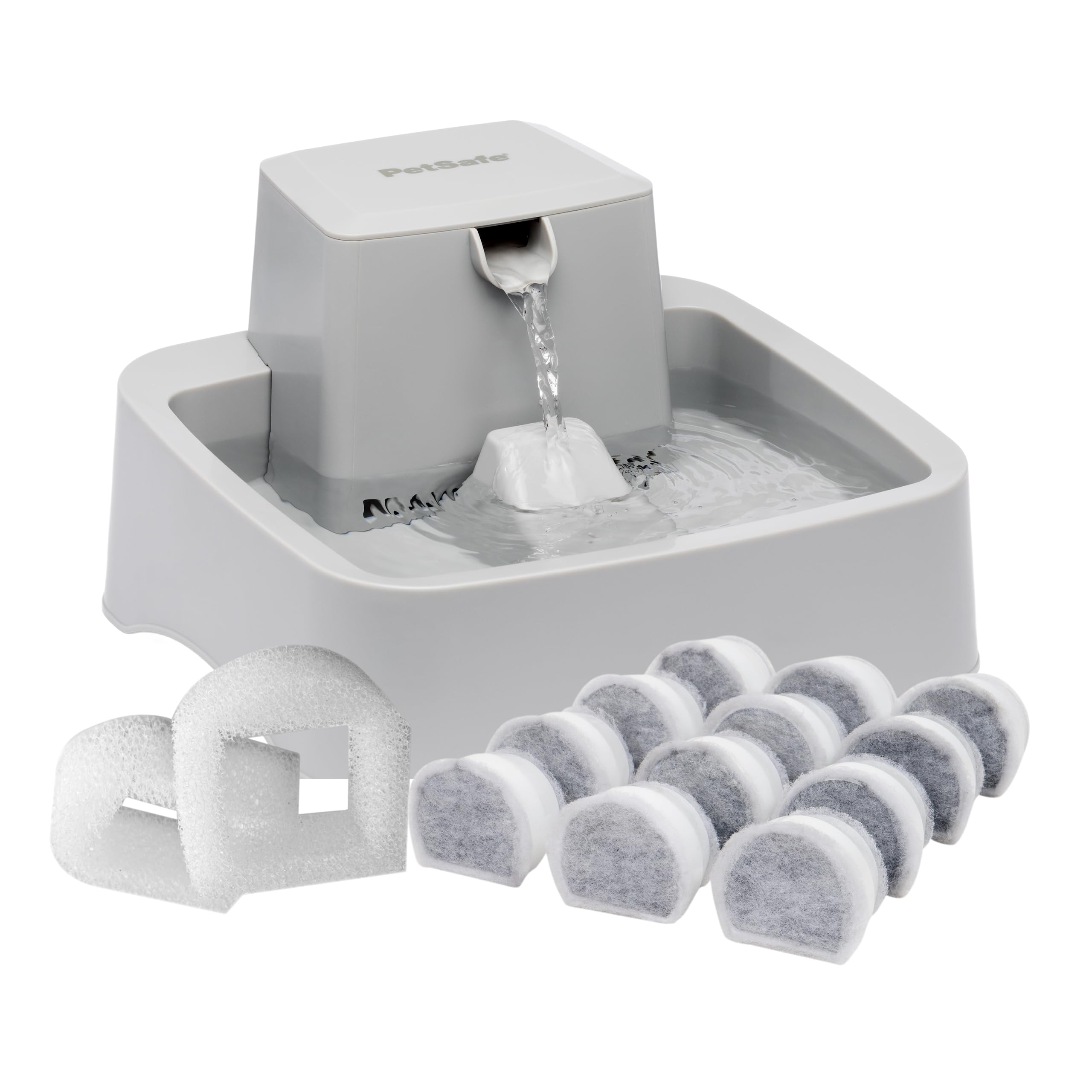 PetSafe Oasys 1/2 Gallon Pet Fountain for Cats and Small Dogs 1/2 Gallon Water Capacity Adjustable Flow Control Fresh, Filtered Water Easy to Clean -