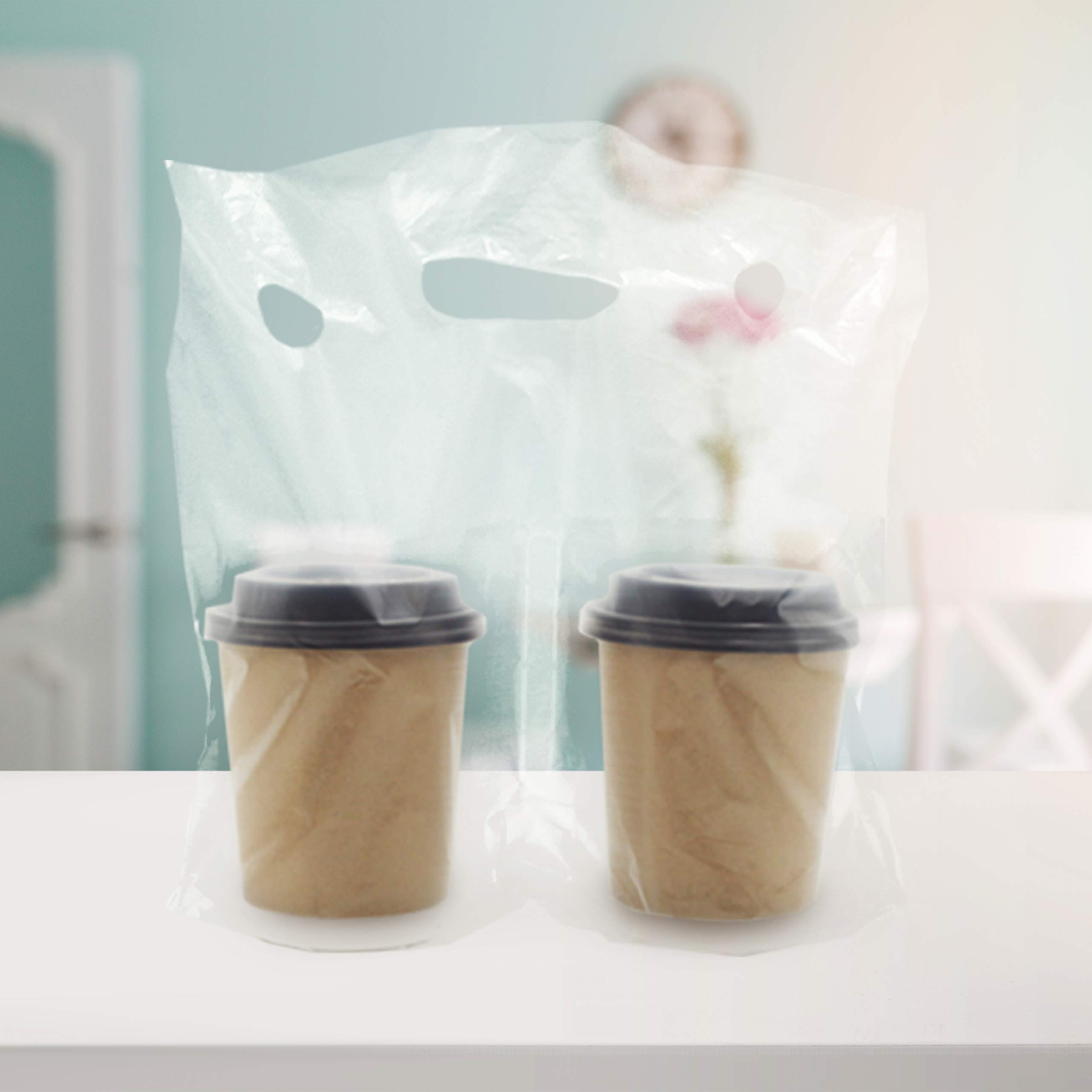 Buy Plastic Drink Carrier Bags for Cups 100 Pieces Plastic Drink