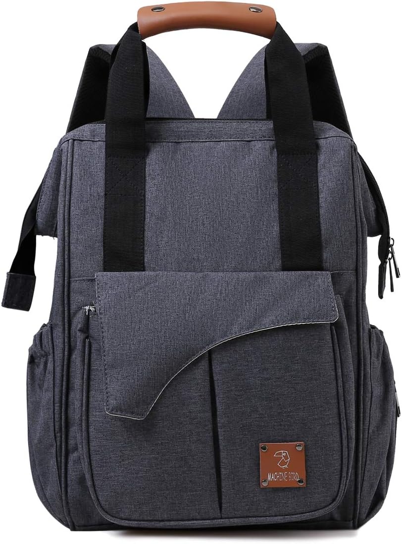 Baby Changing Backpack - Waterproof Baby Changing Bag Rucksack for Men and Women, Large Travel Changing Diaper Bag with Buggy Clips Changing Mat, Grey, Double Elite (D.E.)