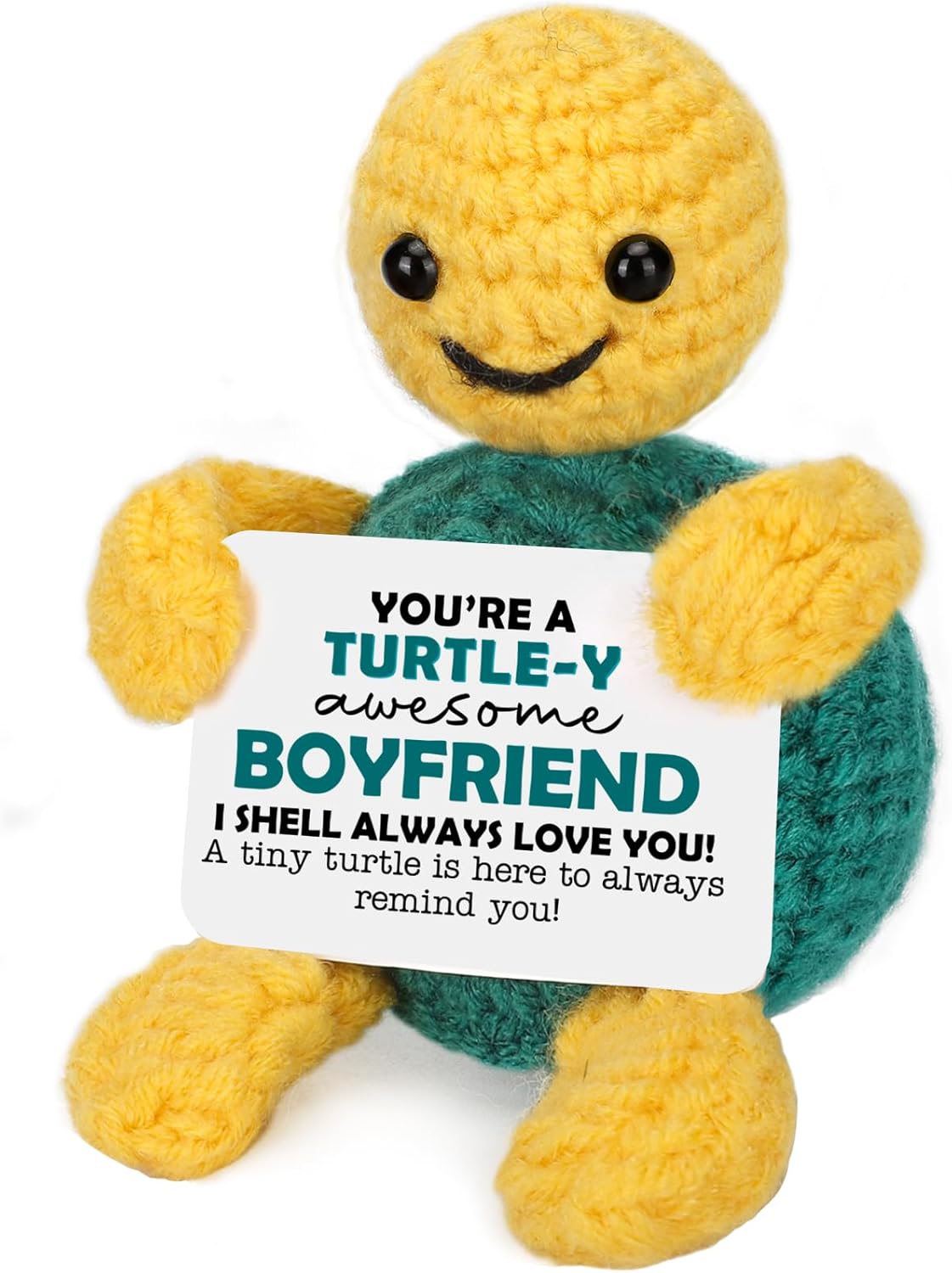Boyfriend Valentines Day Gifts, Birthday Anniversary Wedding Boyfriend Him Gifts from Girlfriend, Romantic I Love You Gift for Boyfriends Present Small Cute Handmade Emotional Crochet Turtle