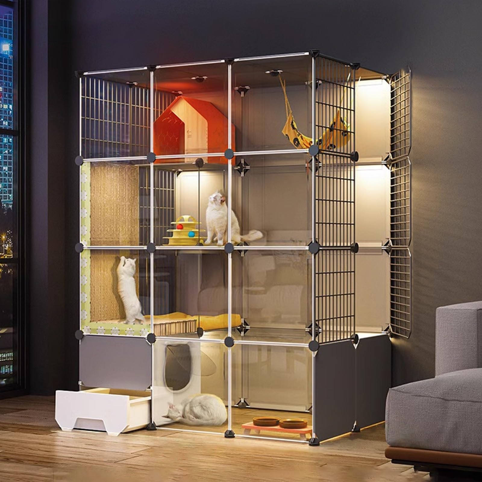 Enclos extérieur pour plusieurs chats et grands furets domestiques