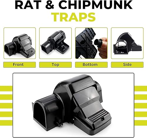 Miniatura 5 de Paquete de trampas para ratas y ardillas, evita la activación accidental con túnel (paquete de 2)