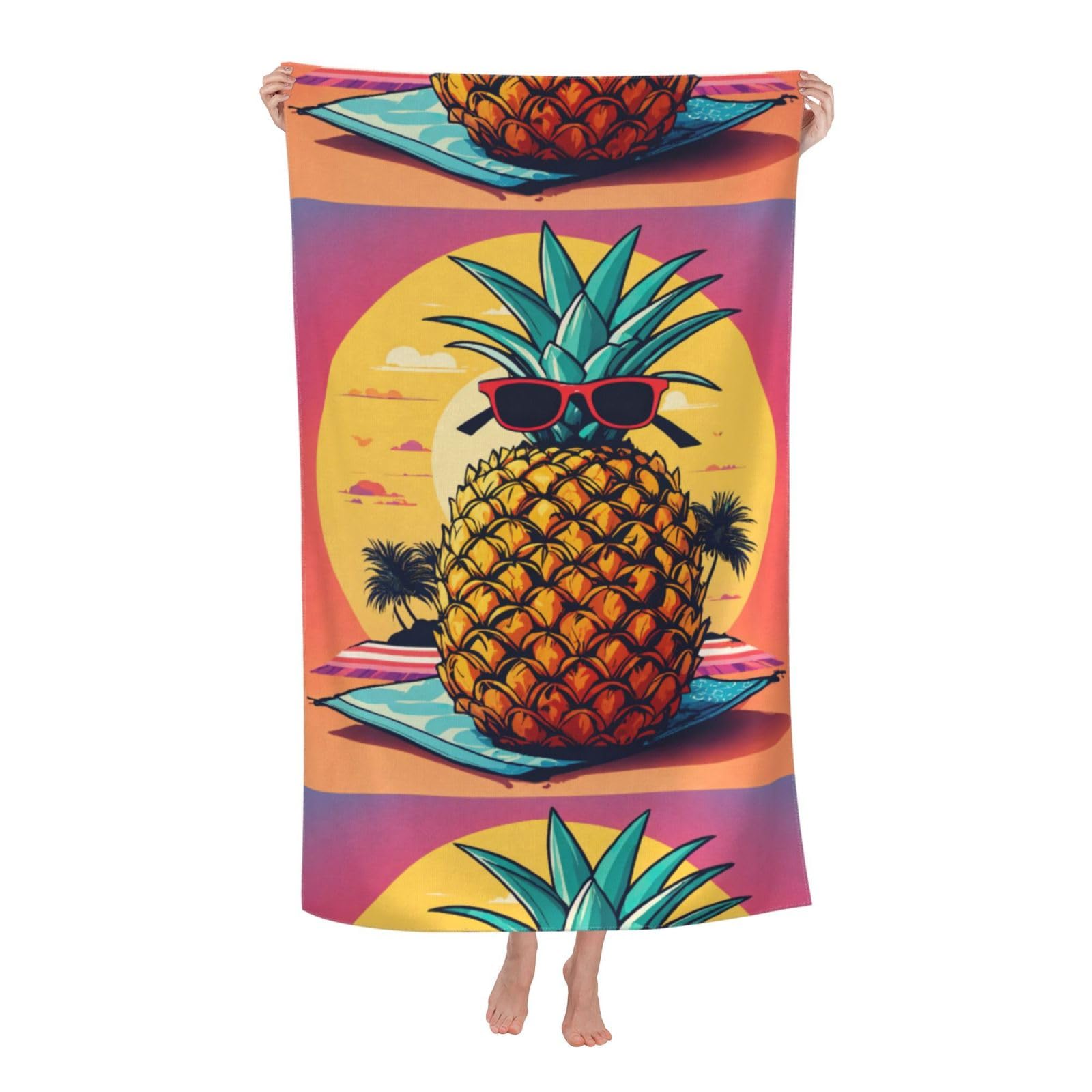 Cbaaghh Pineapple Fruit Sunglasses Sand Beach Print Adult Beach Towels,Beach & Pool Towel,Beach Towels,Towels For Camping