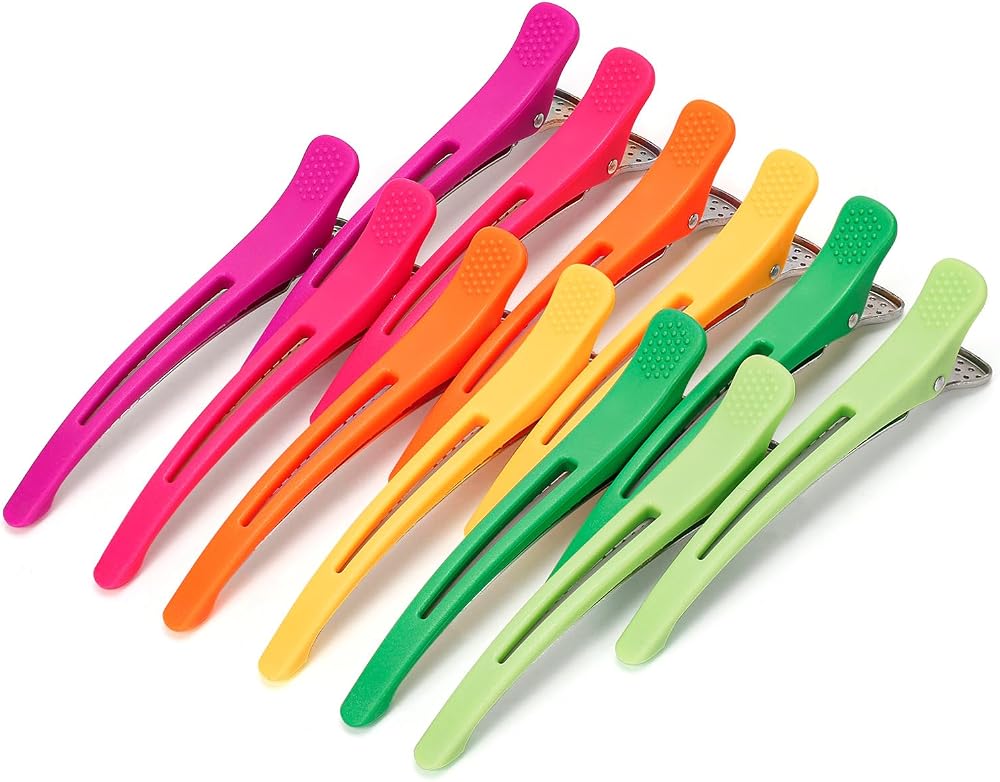 12PCS Hair Clips for Styling Sectioning,4.3 Inch | No Crease,Non-Slip Hold , Duck Billed,Hair Roller Clips with Silicone Band ,Salon Hair Curler, Secure Hold for Velcro Rollers