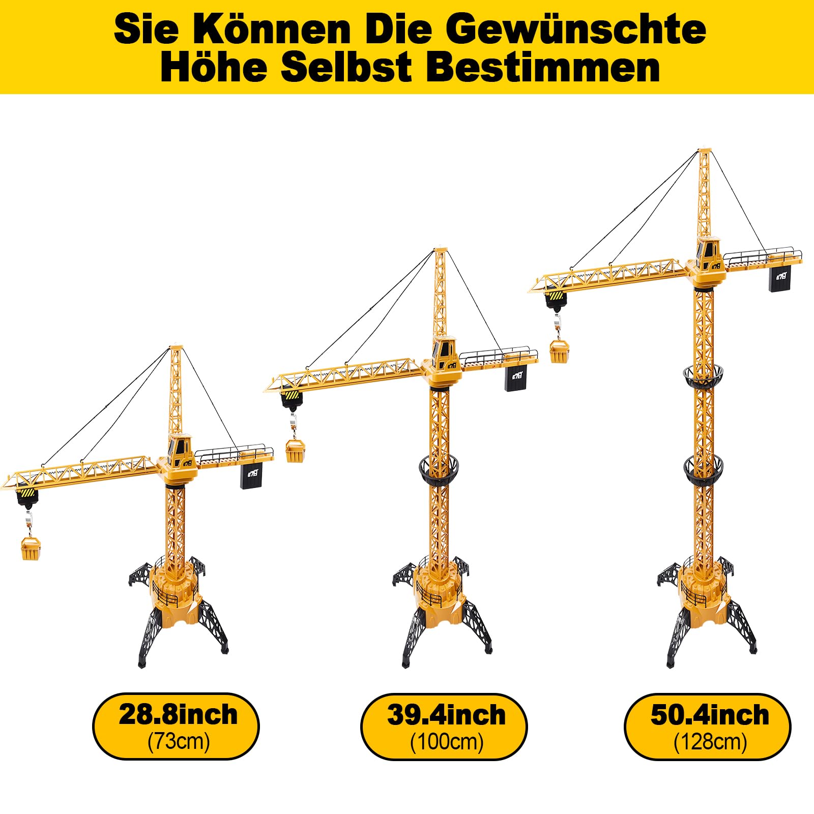 Charmofun Ferngesteuerte Turmkran, 128 cm hohe 2,4 Hz Turmdrehkran, 6 Kanäle Tower Crane Elektrisch, RC Baukran mit Hebehaken, Turmdrehkran Kanäle Lichtern für Kinder (Ferngesteuerte Turmkran)